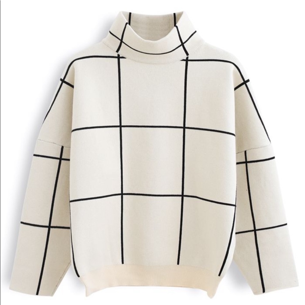 Chicwish Grid Turtleneck Sweater
